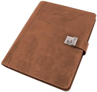 Dokumentenmappe DIN A4, Leder braun, Ringmechanik