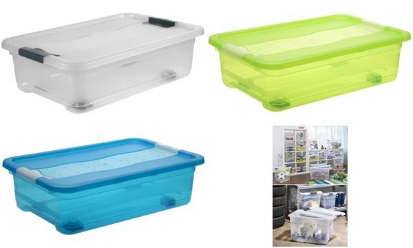 KEEEPER Aufbewahrungsbox "konrad", mit Rollen, 28 Liter Box und Deckel: natur-t