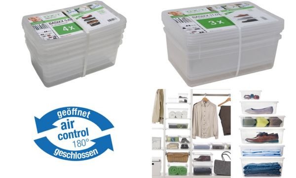 KEEPER OKT Aufbewahrungsboxen-Set BASIXX, 3x 11,0 Liter, PP Deckel mit Air-Cont