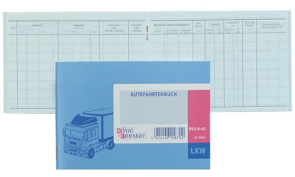KÖNIG & EBHARDT Fahrtenbuch LKW, DI N A6, 40 Blatt (58610142)