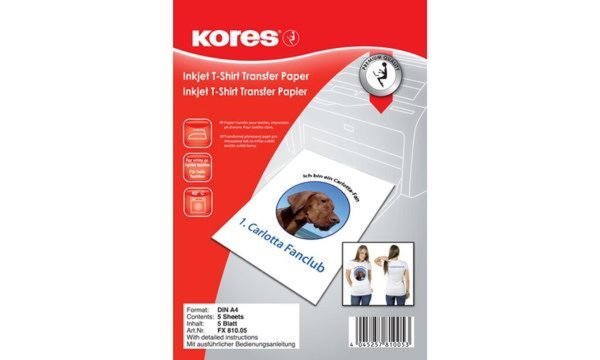 KORES T-Shirt Transferfolie, für helle Textilien Inhalt: 5 Blatt A4 (FX810.05)