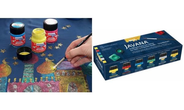 KREUL Textilfarbe JAVANA Glitter, Creativset 6 x 20 ml (57601807)