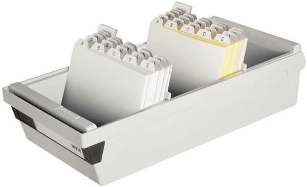 Karteikasten A6 quer f.1300 Karten lichtgrau 177x360x140mm