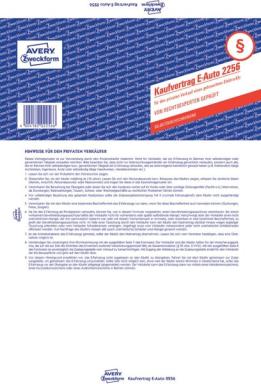 Kfz Kaufvertrag E-Auto, DIN A4, selbstdurchschreibend, 4-fach Satz