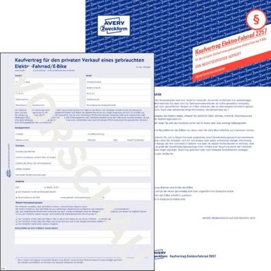 Kfz Kaufvertrag E-Bike, DIN A4, selbstdurchschreibend, 2-fach Satz