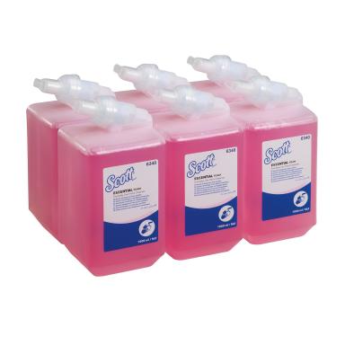 Kimberly-Clark SCOTT® Essential Schaumseifen-Patrone | 6 x 1000 ml <br>Luxuriöse Schaumseife, pink, parfümiert, passend für KC-Spender