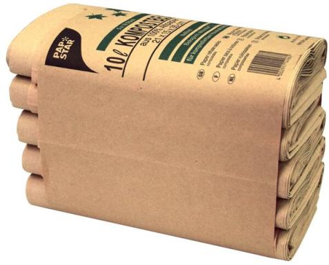 Kompostbeutel aus Papier, 10l, 35x21x15cm, braun