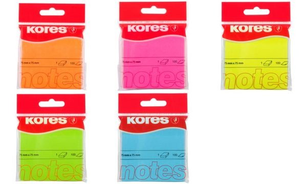 Image Kores_Haftnotizen_NEON_75_x_75_m_m_blanko_img2_4404881.jpg Image