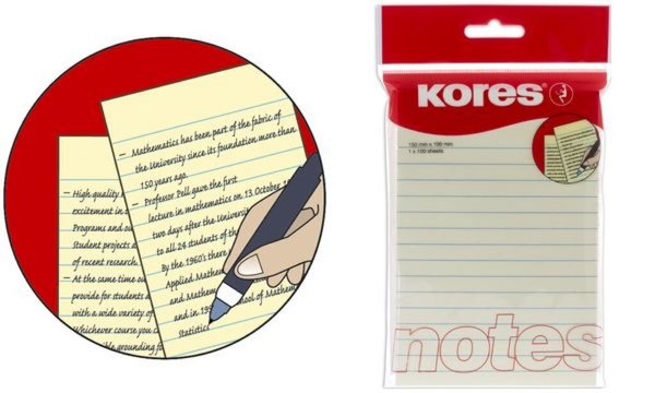 Kores Haftnotizen Pastell-gelb, 1 50 x 100 mm, liniert (5646510)