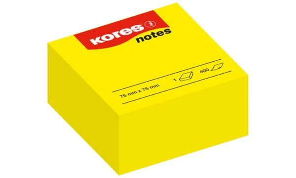 Kores Haftnotizen Würfel notes, 7 5 x 75 mm, blanko, gelb (5646074)