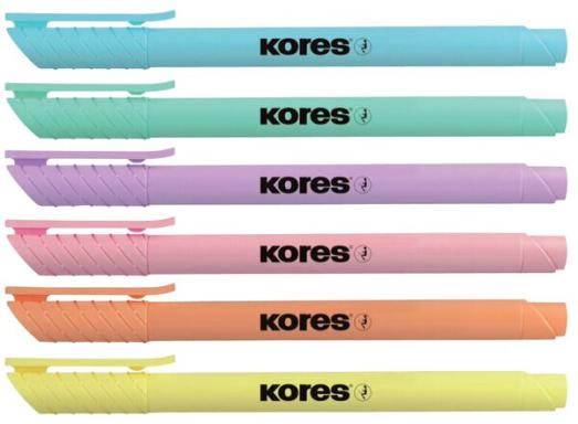 Kores Textmarker-Pen "High Liner Pastell", 6er Etui