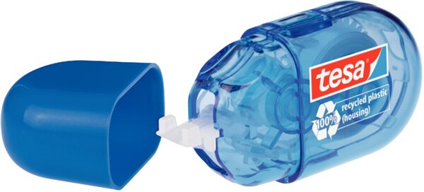 Korrekturroller ecoLogo mini, blau, Einweg, mit Schutzkappe, reißfestes