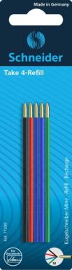 Kugelschreibermine Take 4, M, sortiert 2x blau, je 1x schwarz, rot, grün,