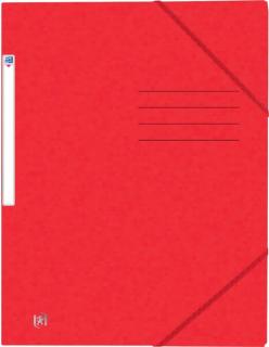 Eckspannmappe, DIN A4, 390g, rot 3 Einschlagklappen, Gummiband,