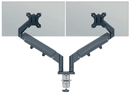 Duo Monitorarm, platzsparend anthrazit, 180° Rotationsstop