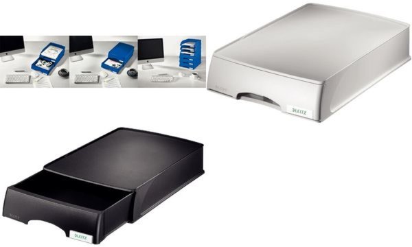 LEITZ Briefablage-Schublade Plus, DIN A4, schwarz aus Polystyrol, Überbreite, s