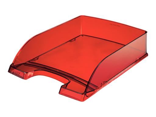 LEITZ Briefablage Plus Transparent, DIN A4, dunkelrot- transparent, aus Polysty
