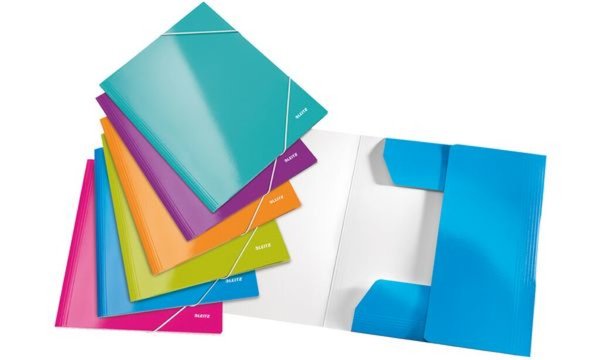 LEITZ Eckspannermappe WOW, DIN A4, Karton, farbig sortiert PP-laminierter Karto