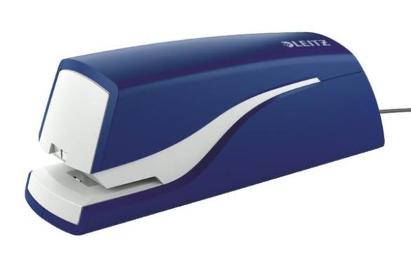 LEITZ Elektrisches Heftgerät Nexxt, blau Heftleistung: 10 Blatt, Einlegetiefe: 