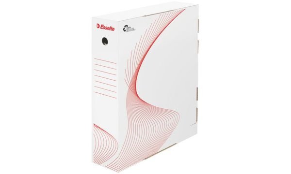 LEITZ Esselte Archiv-Schachtel, DIN A4, weiß (B)80 mm aus Wellpappe, mit Griffl