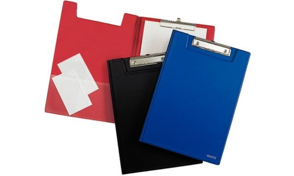 LEITZ Klemmbrett-Mappe, DIN A4, PP-Folie, rot Einband aus Pappe, mit Klemm-Mech