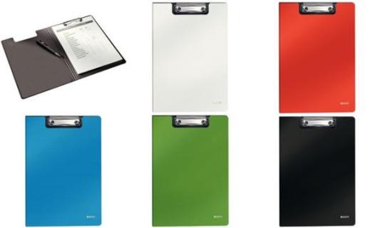 LEITZ Klemmbrett-Mappe Solid, DIN A4, Polyfoam, weiß innen grau, mit starker Me