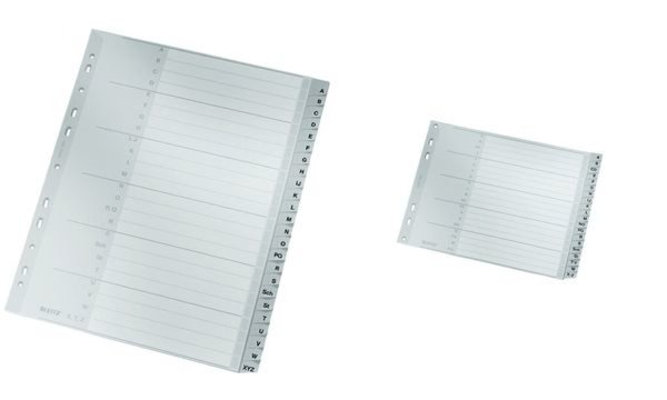 LEITZ Kunststoff-Register, A-Z, A4 Überbreite, 24-teilig grau, PP, 0,12 mm, mit
