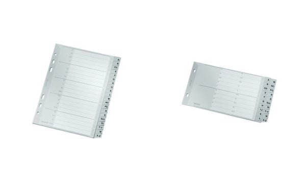 LEITZ Kunststoff-Register, A-Z, A5 quer, PP, 20-teilig, grau 0,12 mm, mit besch