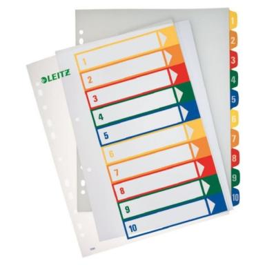 LEITZ Kunststoff-Register, Zahlen, A4 Überbreite, 1-10, PC- beschriftbar, trans