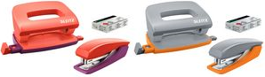 LEITZ Mini Heftgerät- und Locher-Set Urban Chic, dunkelgrau in Duo-Optik, in Bl