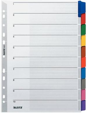 LEITZ Mylarkarton-Register, blanko, A4, 10-teilig, grau farbige Tabe, 160 g-qm,
