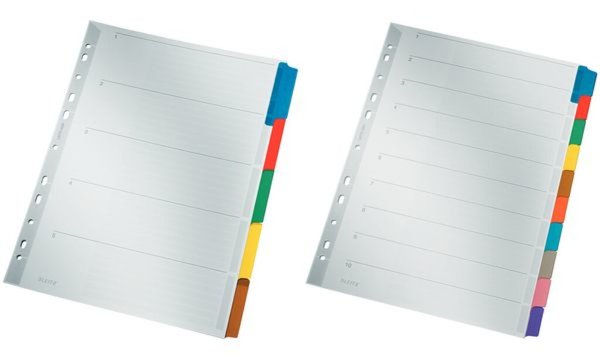 LEITZ Mylarkarton-Register, blanko, A4, 5-teilig, grau farbige Tabe, 160 g-qm, 