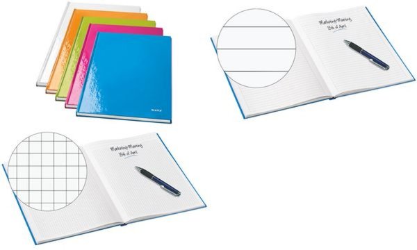 LEITZ Notizbuch WOW, DIN A4, kariert, blau metallic 80 Blatt, 90 g/qm, holzfrei