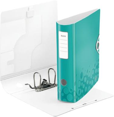 LEITZ Ordner Active WOW, 180 Grad, 80 mm, eisblau DIN A4, runder Rücken, aus Po