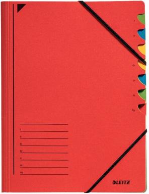 LEITZ Ordnungsmappe, DIN A4, Karton, 7 Fächer, rot Colorspankarton 450 g-qm, Fä
