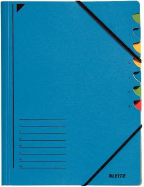LEITZ Ordnungsmappe, DIN A4, Karton, 7 Fächer, blau Colorspankarton 450 g-qm, F
