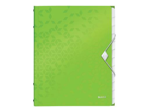 LEITZ Ordnungsmappe WOW, DIN A4, PP, 12 Fächer,grün-metallic laminierte Oberflä