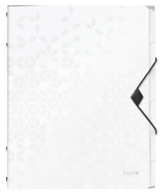 LEITZ Ordnungsmappe WOW, DIN A4, PP, 6 Fächer, weiß-metallic laminierte Oberflä