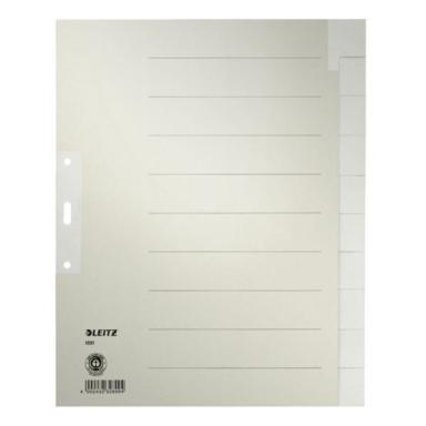 LEITZ Register, Tauenpap.(RC), 100g/m², blanko, A4, vo.Höhe, ü, 10Bl., grau 1 S