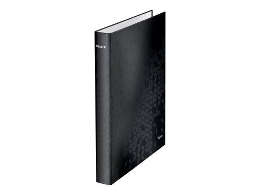 LEITZ Ringbuch WOW, DIN A4+, Hartpappe, schwarz 2 D-Ring-Mechanik, Überbreite, 