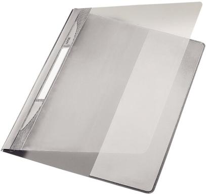 LEITZ Schnellhefter Exquisit, DIN A4 Überbreite, PVC, grau PVC-Hartfolie, Vorde