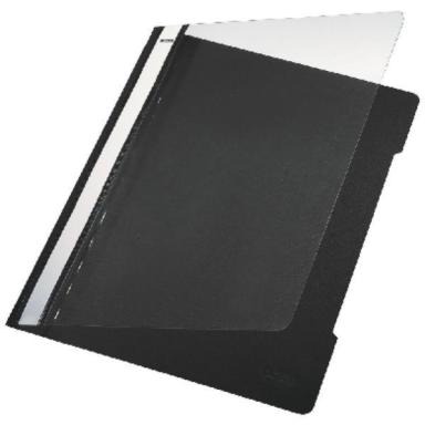 LEITZ Schnellhefter Standard, DIN A4, PVC, schwarz aus PVC-Hartfolie, Vorderdec
