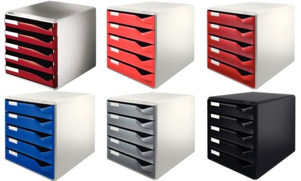 Image LEITZ_Schubladenbox_Post-Set_5_Schbe_lichtgrau-rot_img2_3806384.jpg Image