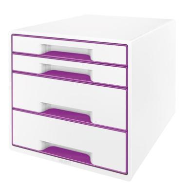 LEITZ Schubladenbox WOW CUBE, 4 Schübe, perlweiß/violett für Format DIN A4 Maxi