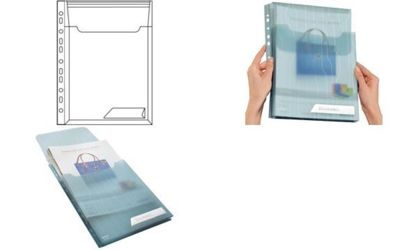 LEITZ Sicht-/Prospekthülle CombiFile Maxi, A4, PP, blau 0,20 mm, genarbt, Kombi