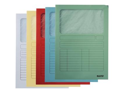 LEITZ Sichtmappe, DIN A4, Karton, mit Sichtfenster, sortiert 160 g/qm, Oberteil
