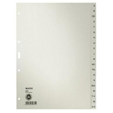 LEITZ Tauenpapier-Register, A-Z, A4 Überbreite, 20-teilig grau, 100 g-qm, Lochu