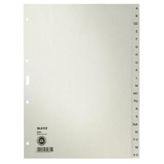 LEITZ Tauenpapier-Register, A-Z, A4 Überbreite, 20-teilig grau, 100 g-qm, Lochu