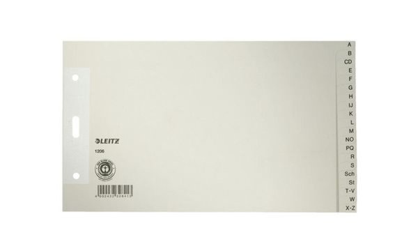 LEITZ Tauenpapier-Register, A-Z, A5 quer, 20-teilig, grau (80120685)