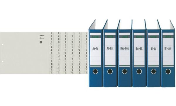 LEITZ Tauenpapier-Register, A-Z, für 4 Ordner, grau - für den Markt: D - L - A 